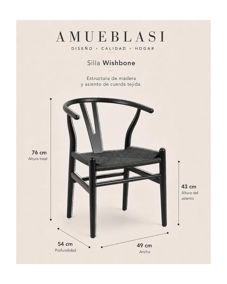 Pack 2 Sillas Comedor Wishbone 5