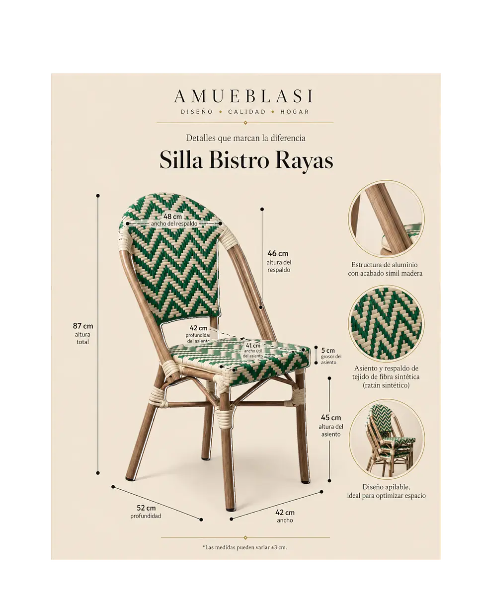 Silla Parisina Bistró Rayas 8