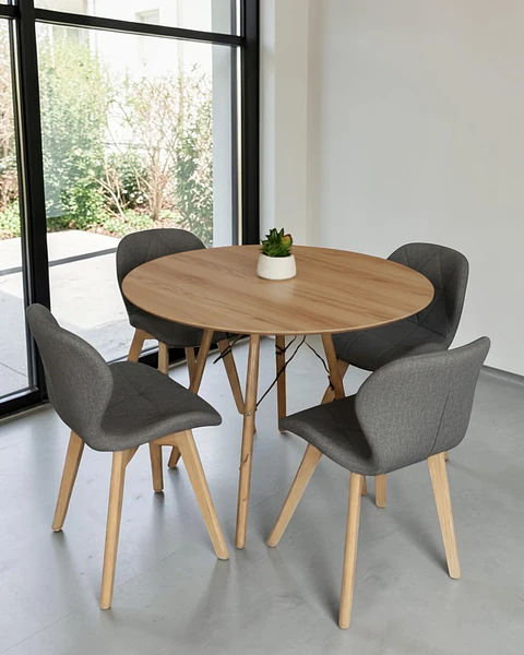 Comedor Redondo Melamina Eames con Sillas Radar Fiori 