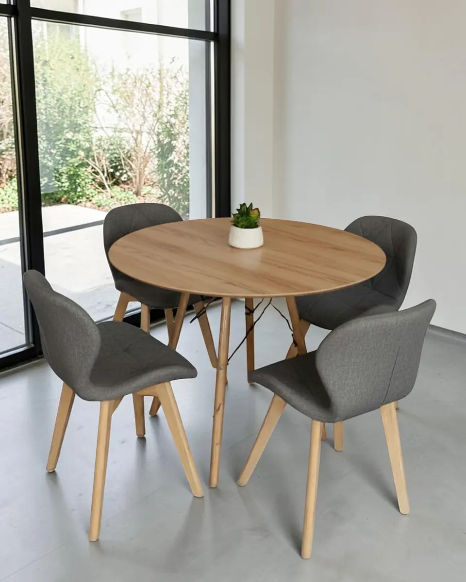 Comedor Redondo Melamina Eames con Sillas Radar Fiori  1