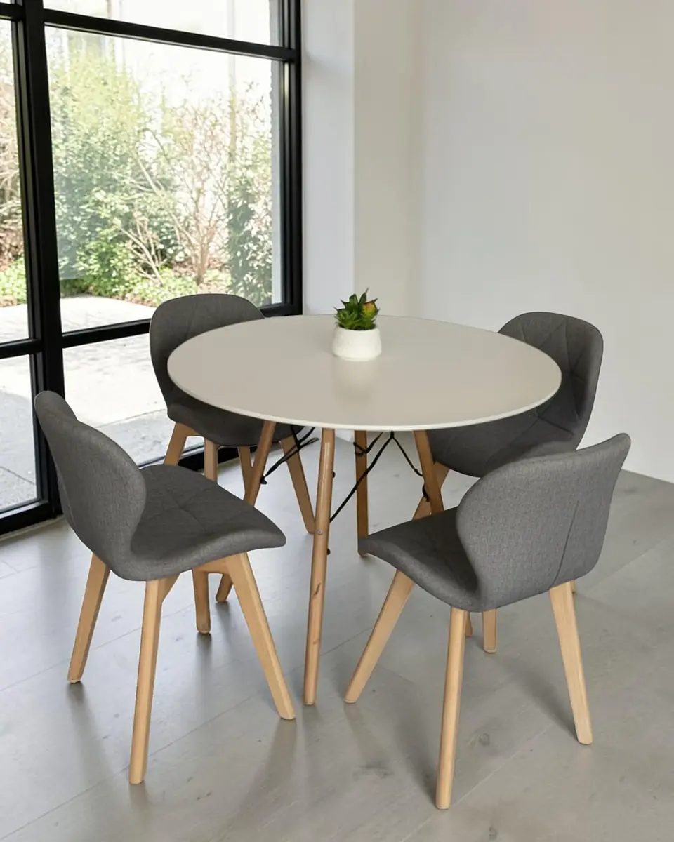 Comedor Redondo Melamina Eames con Sillas Radar Fiori  6