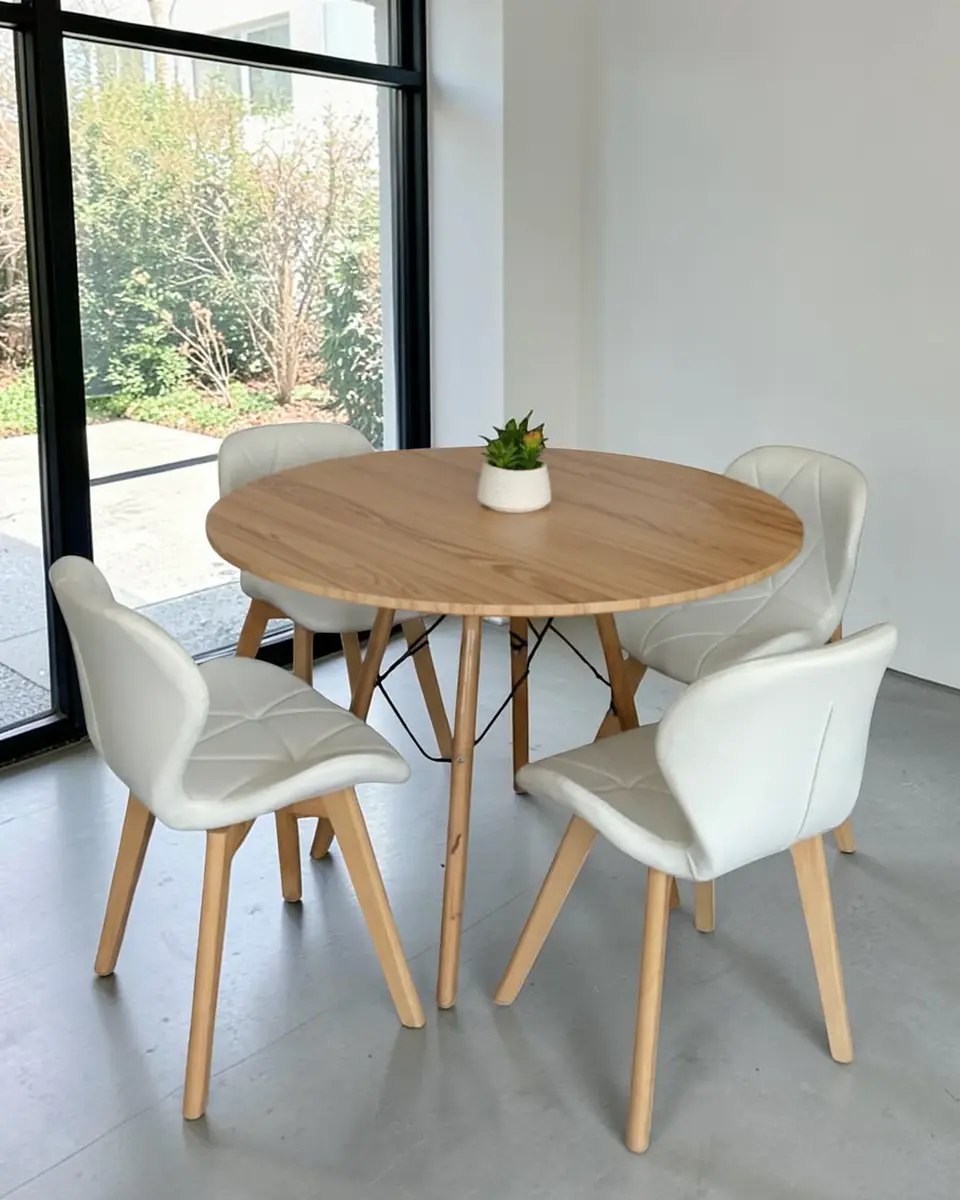 Comedor Redondo Melamina Eames con Sillas Radar Fiori  4