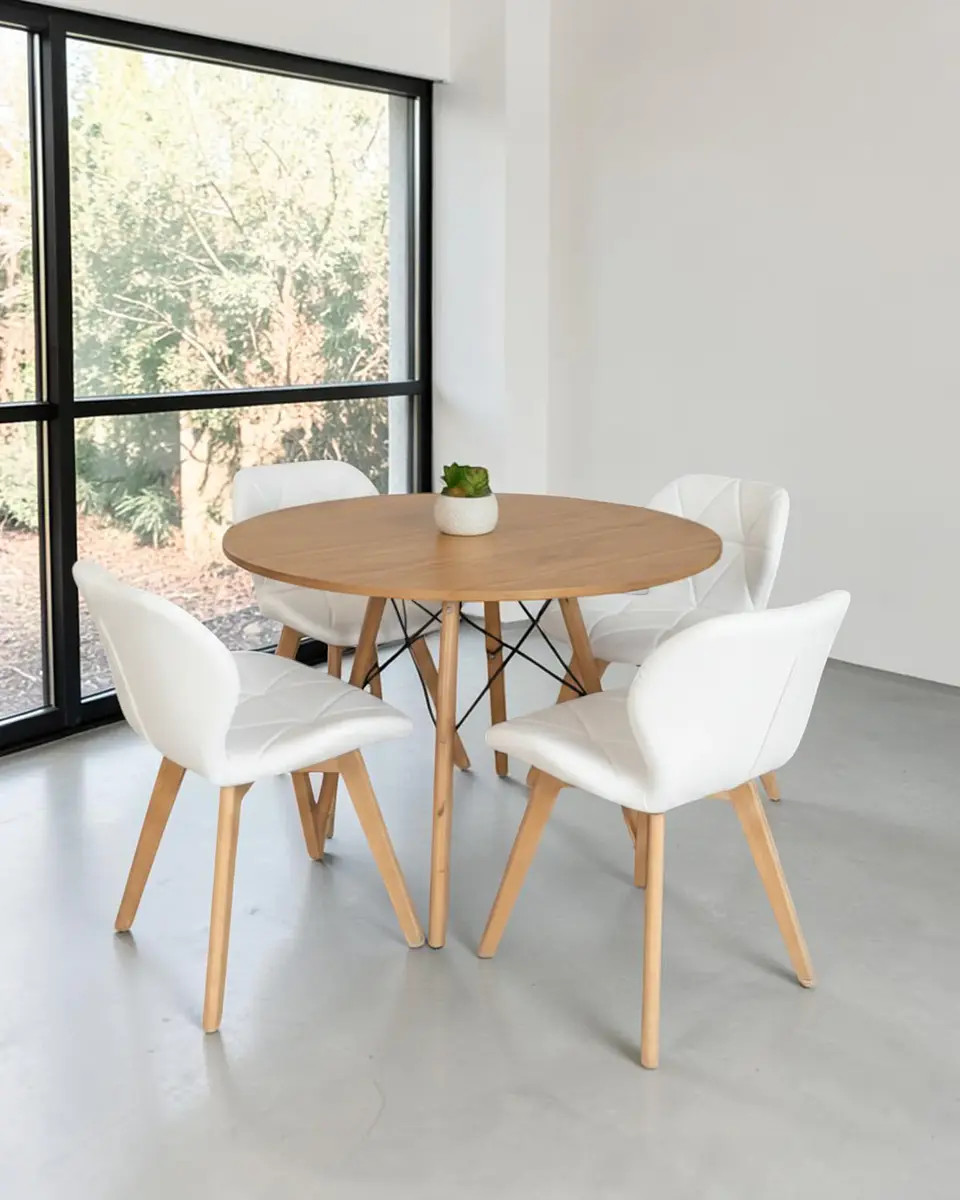 Comedor Redondo Melamina Eames con Sillas Radar Fiori  12