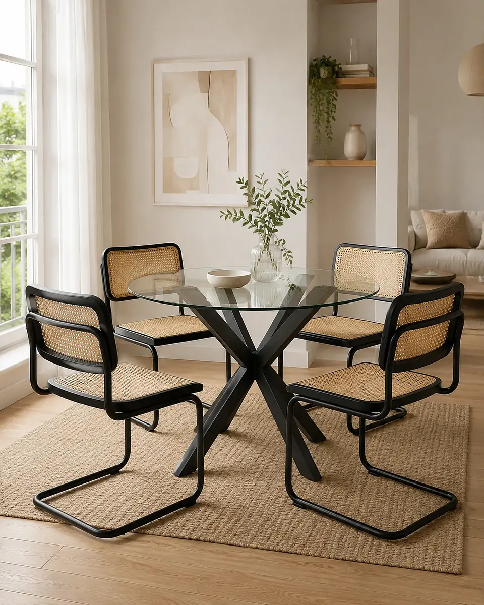 Comedor Redondo Madrid con Sillas Breuer Ratán 1