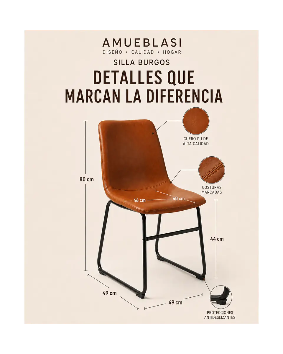 Comedor Rectangular Industrial Madera con Sillas Burgos 5