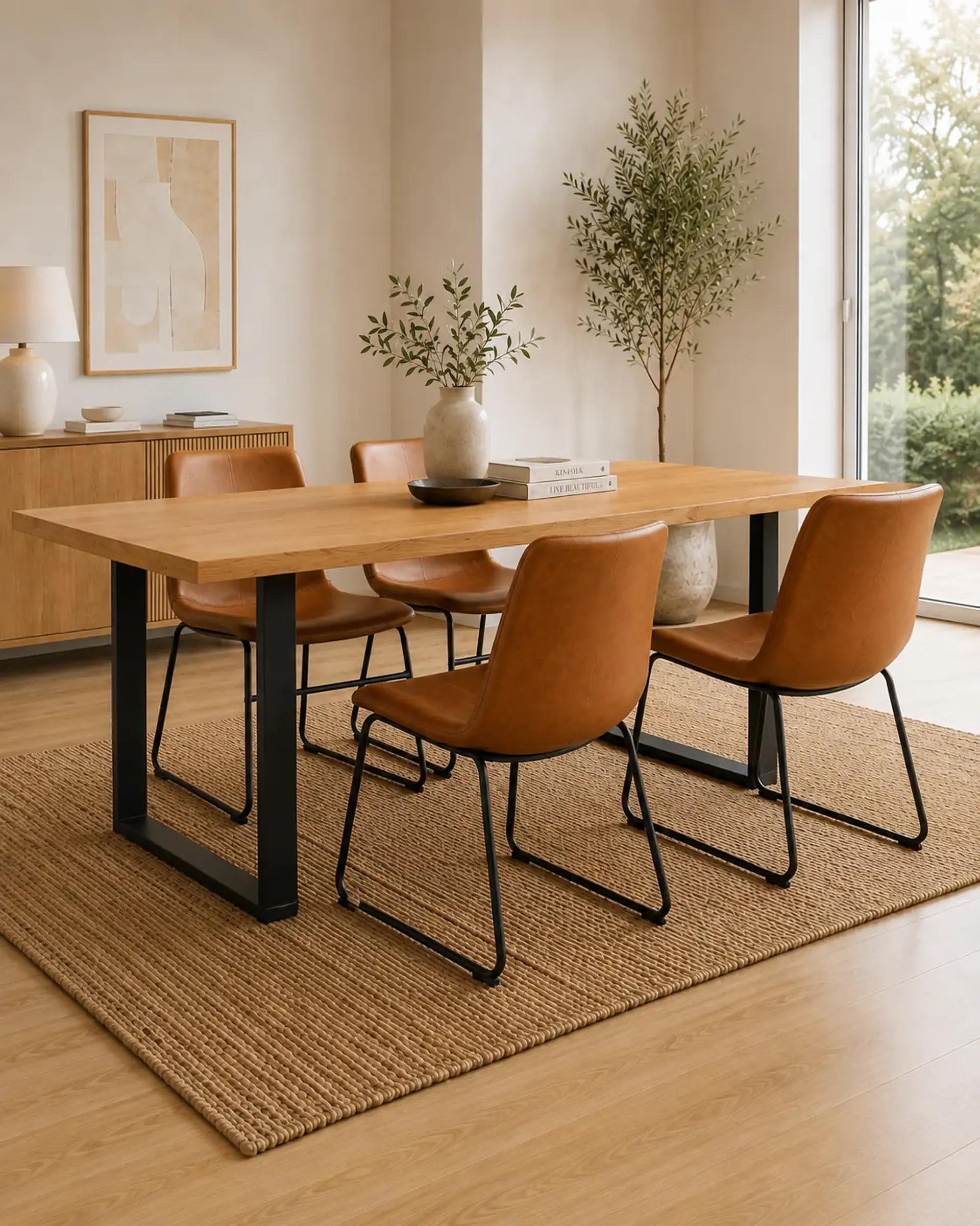 Comedor Rectangular Industrial Madera con Sillas Burgos 1