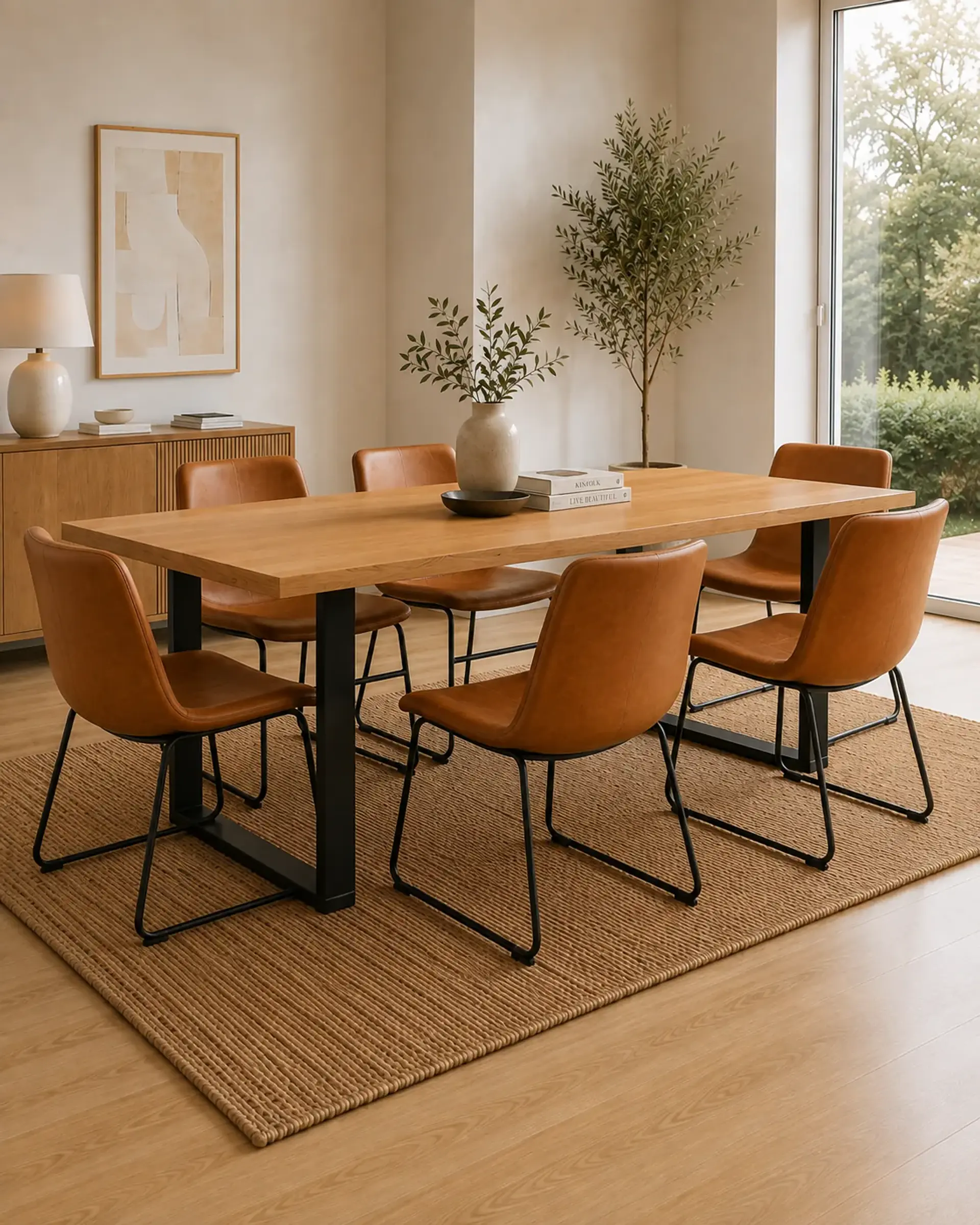 Comedor Rectangular Industrial Madera con Sillas Burgos 2