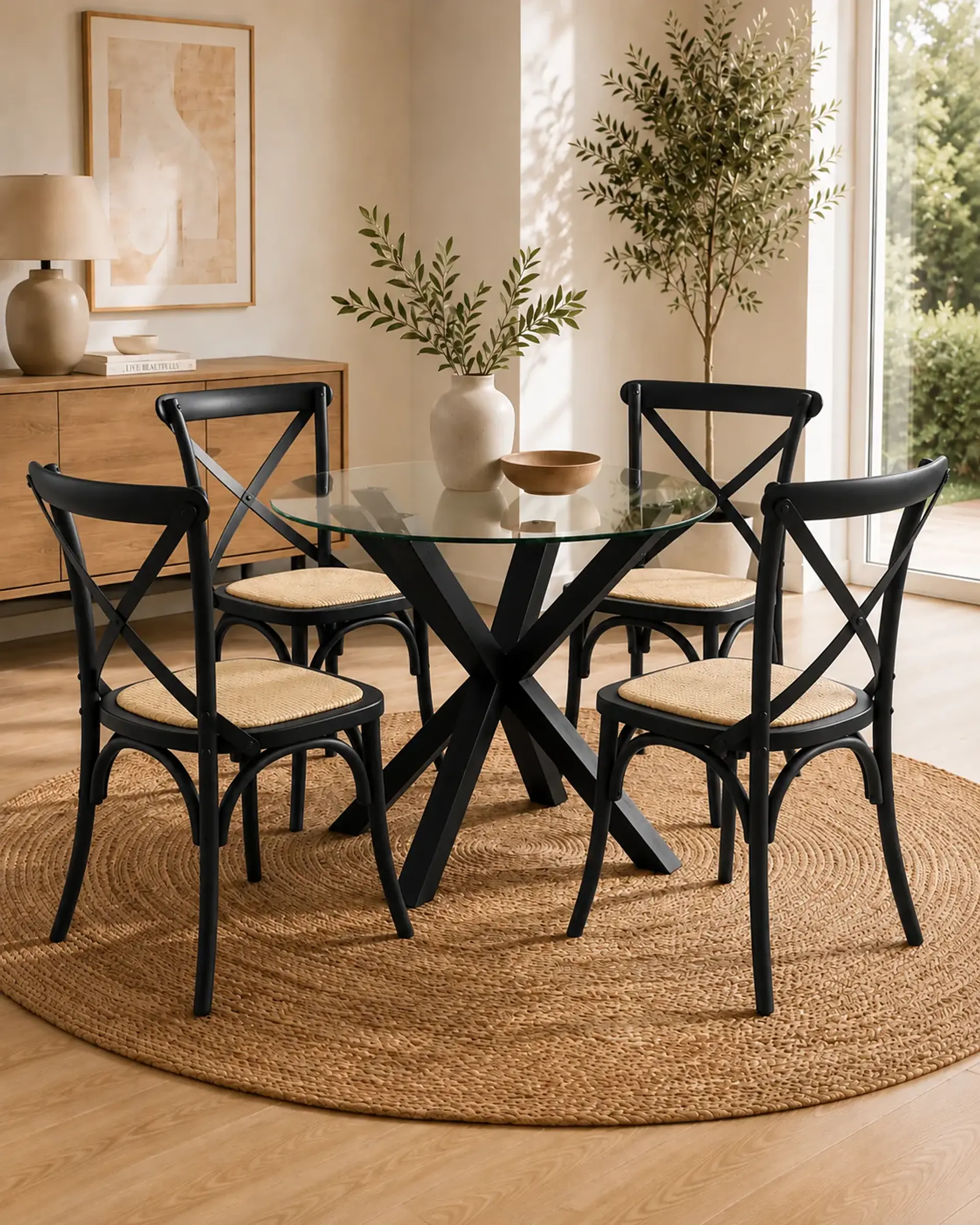 Comedor Redondo Madrid Sillas Crossback Madera 2