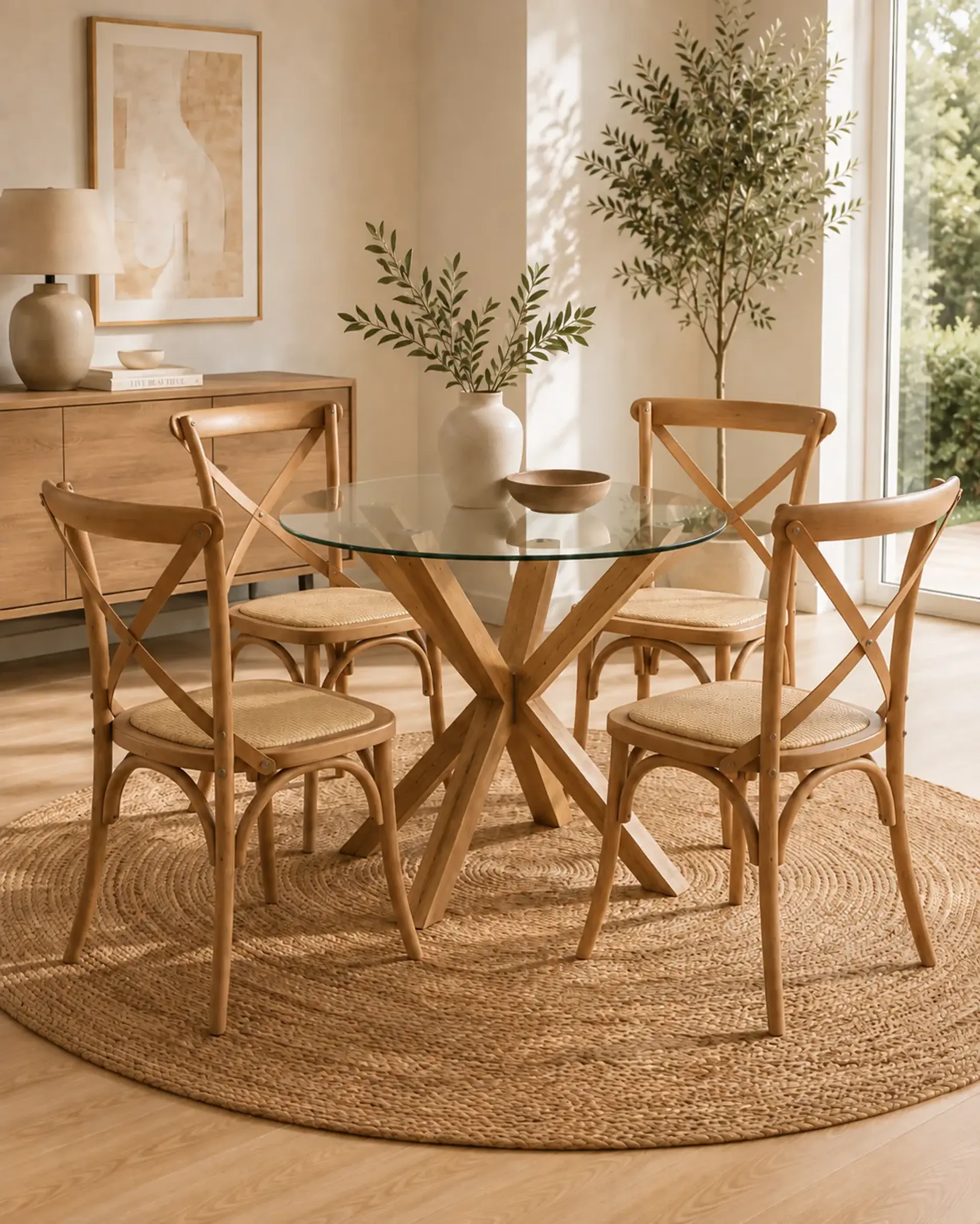Comedor Redondo Madrid Sillas Crossback Madera 3