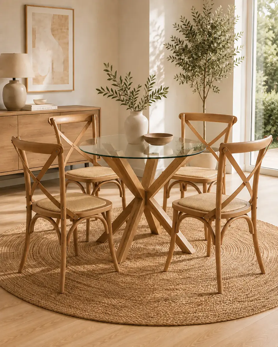Comedor Redondo Madrid Sillas Crossback Madera 3
