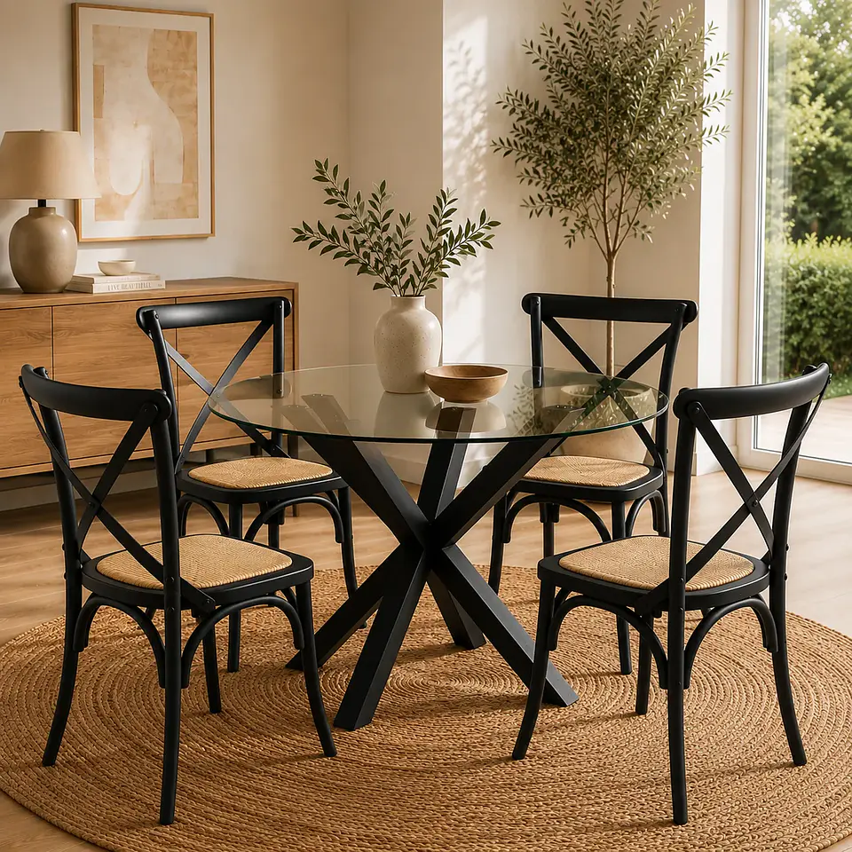 Comedor Redondo Madrid Sillas Crossback Madera 4