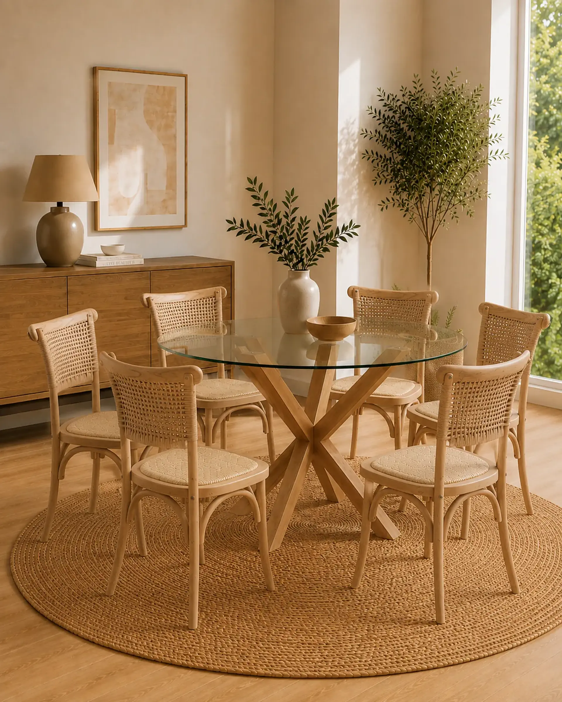Comedor Redondo Madrid Sillas Crossback Madera 5