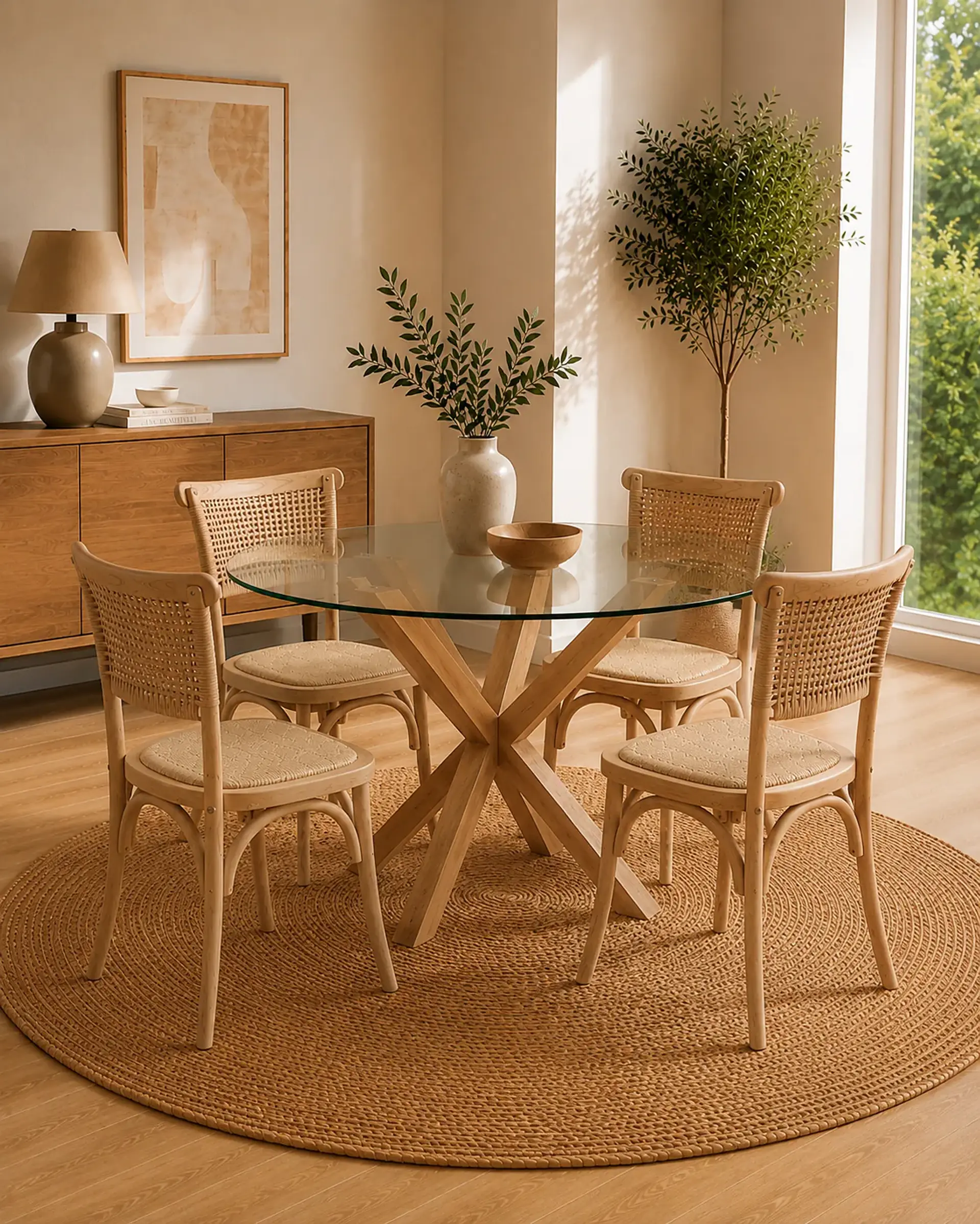 Comedor Redondo Madrid Sillas Crossback Madera 6