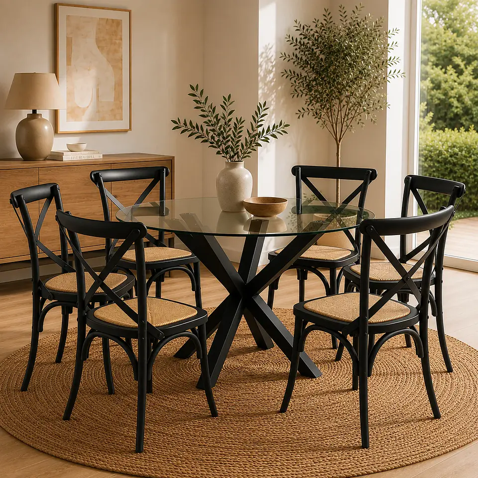 Comedor Redondo Madrid Sillas Crossback Madera 9