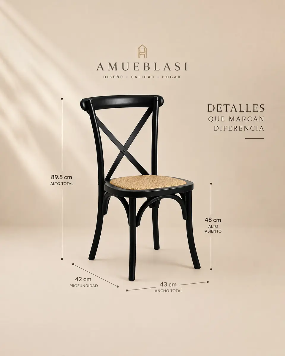 Comedor Redondo Madrid Sillas Crossback Madera 14