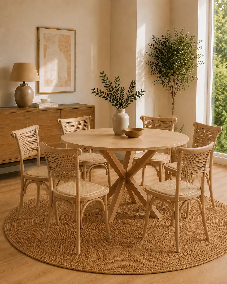 Comedor Redondo Madrid Sillas Crossback Madera 15