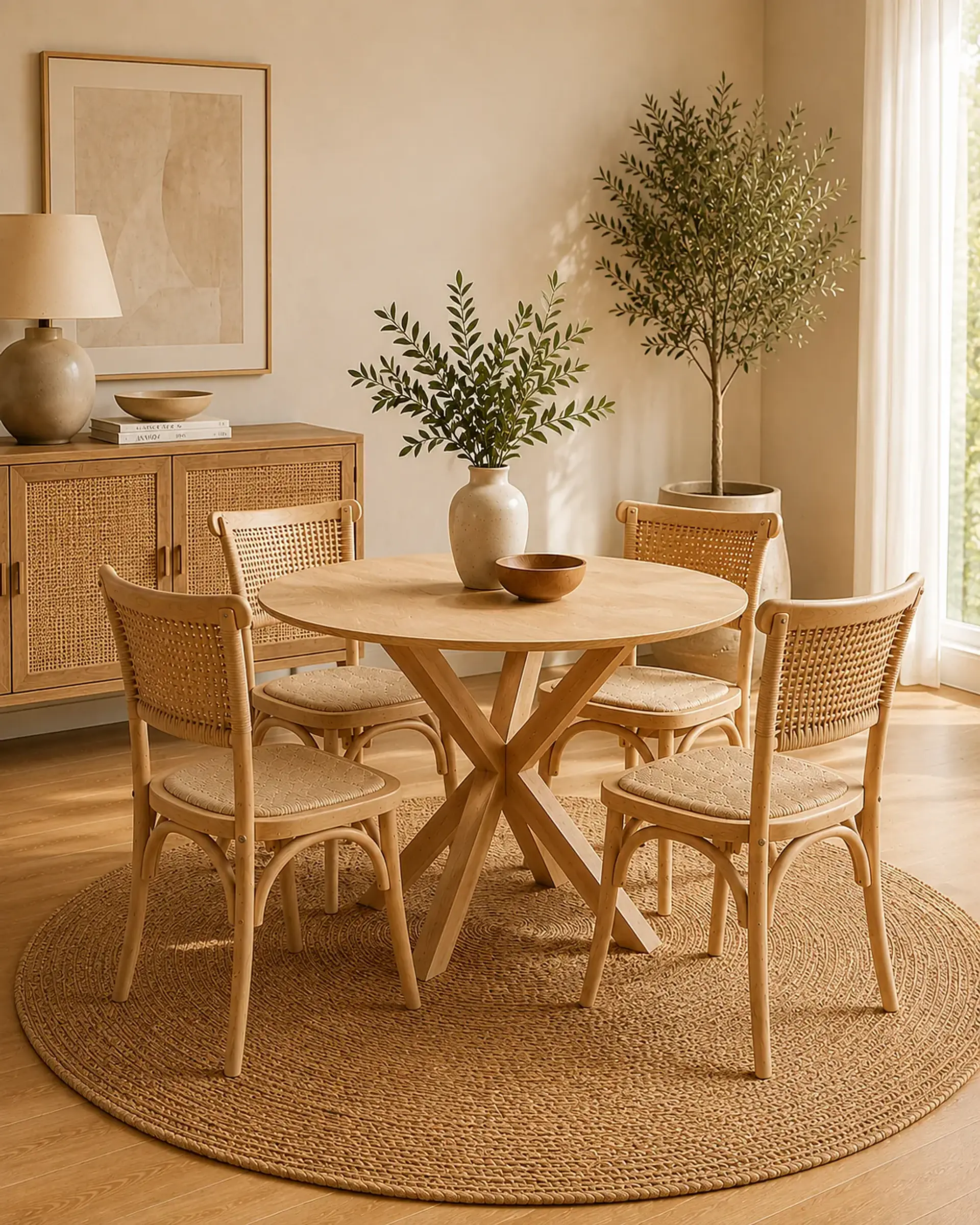 Comedor Redondo Madrid Sillas Crossback Madera 17
