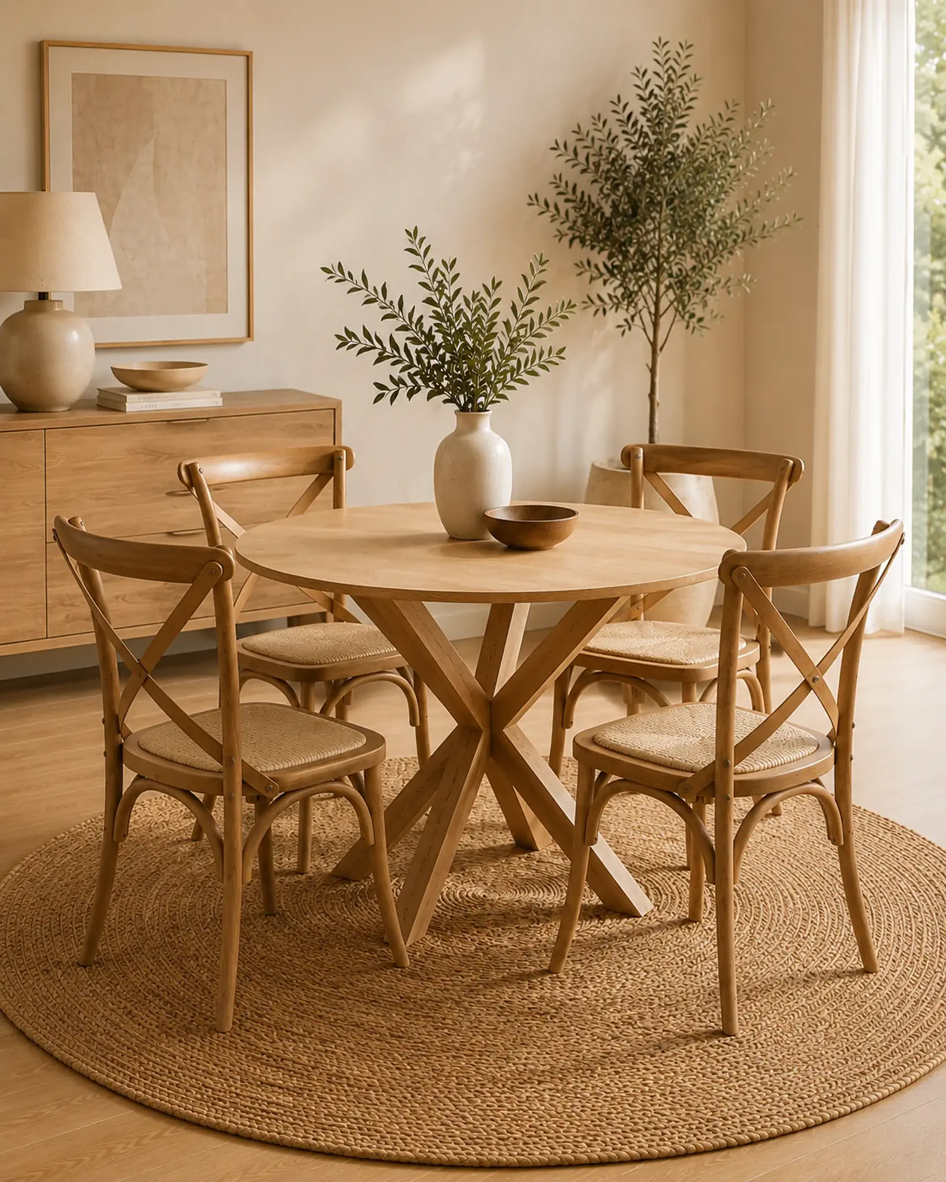 Comedor Redondo Madrid Sillas Crossback Madera 18