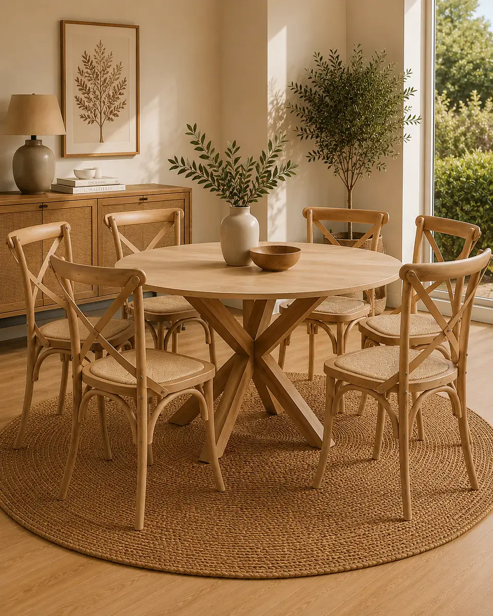 Comedor Redondo Madrid Sillas Crossback Madera 23