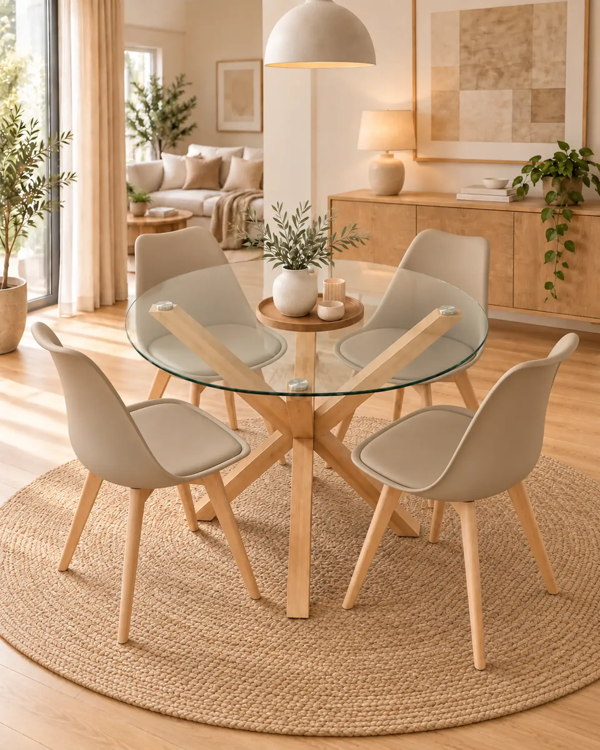 Comedor Redondo Madrid con Sillas Tulip 2
