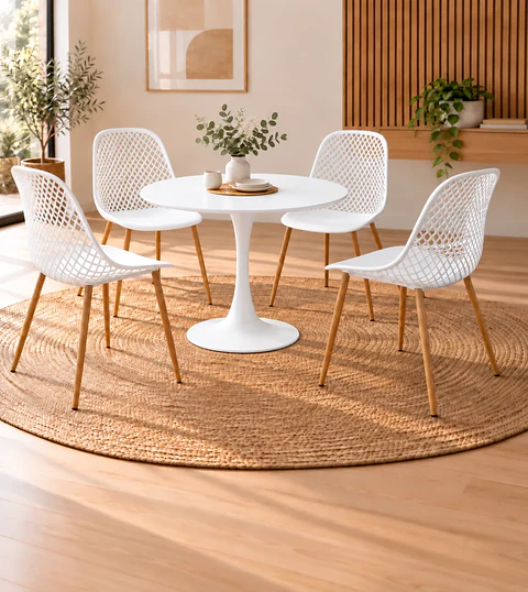 Comedor Redondo Tulip con Sillas Panal