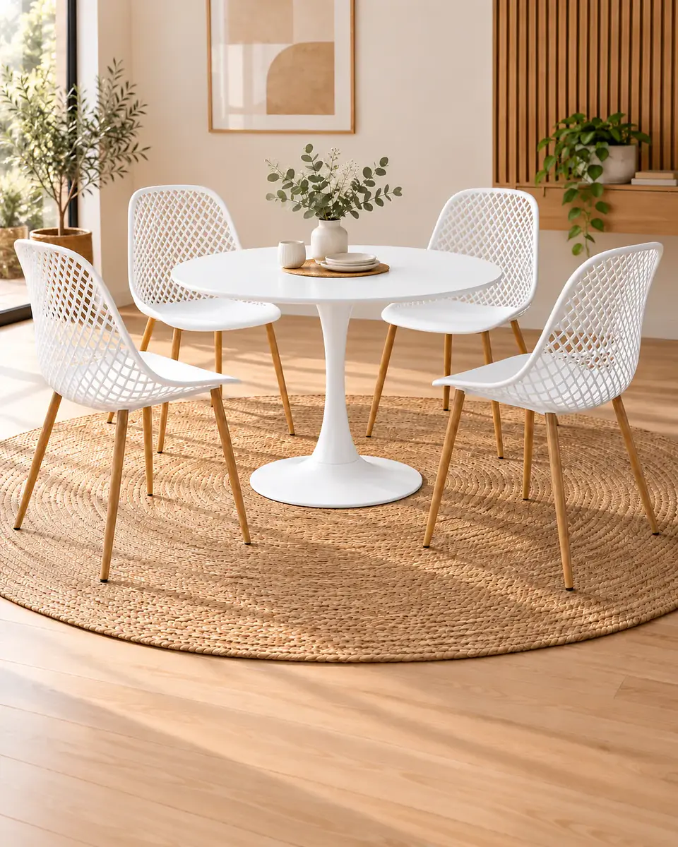Comedor Redondo Tulip con Sillas Panal 3