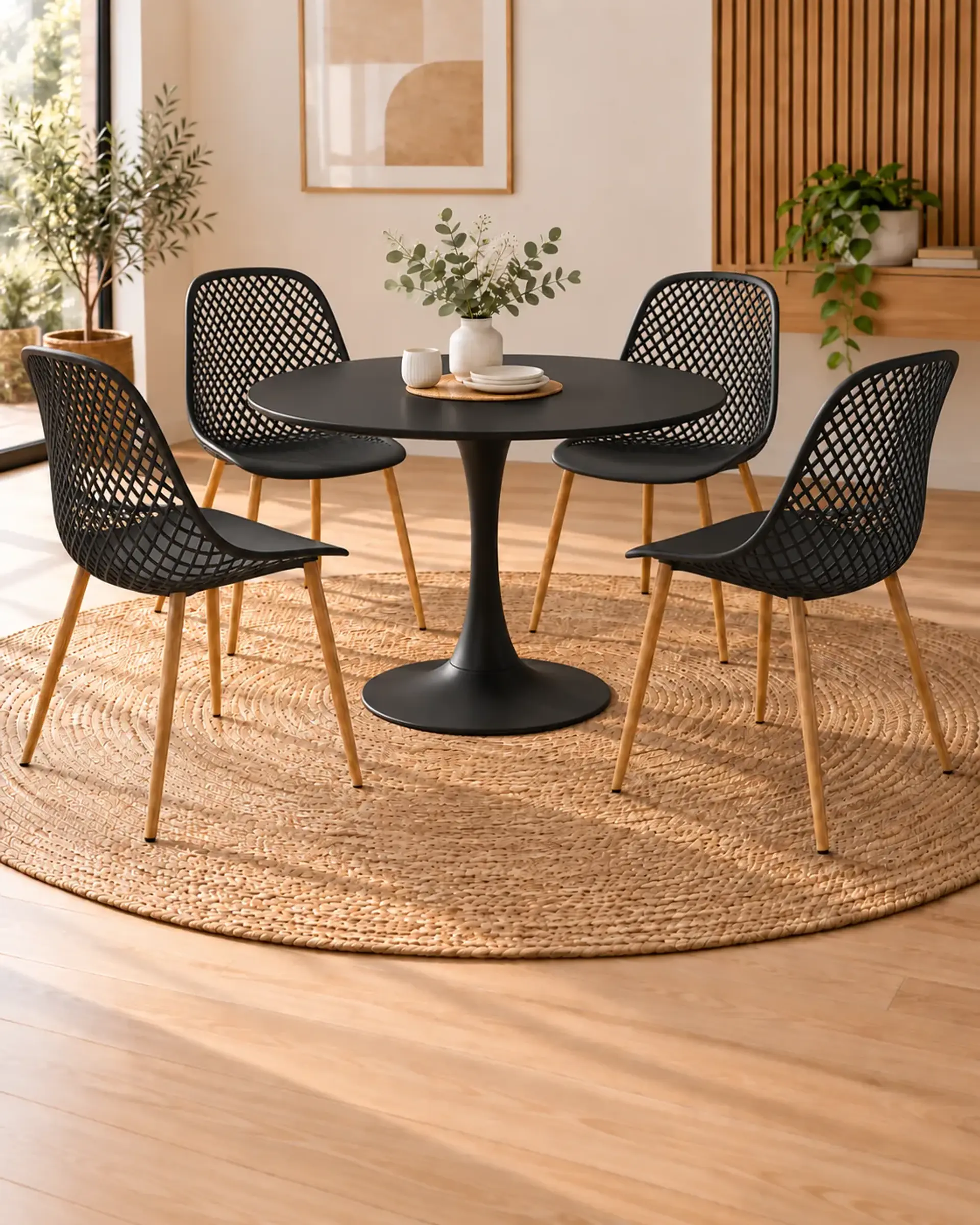 Comedor Redondo Tulip con Sillas Panal 4