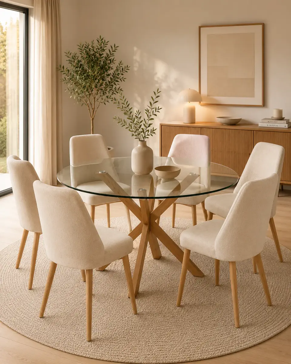 Comedor Redondo Madrid con Sillas Lena Chenilla 9