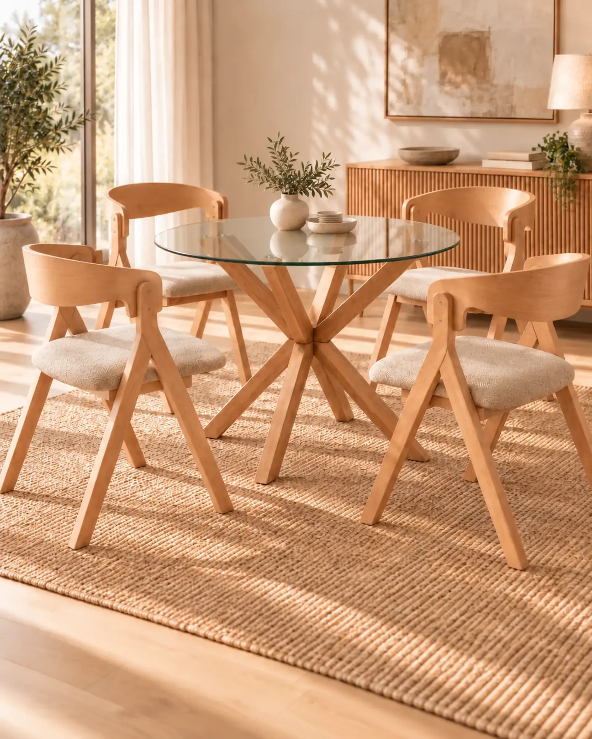 Comedor Redondo Madrid con Silla Margot 1