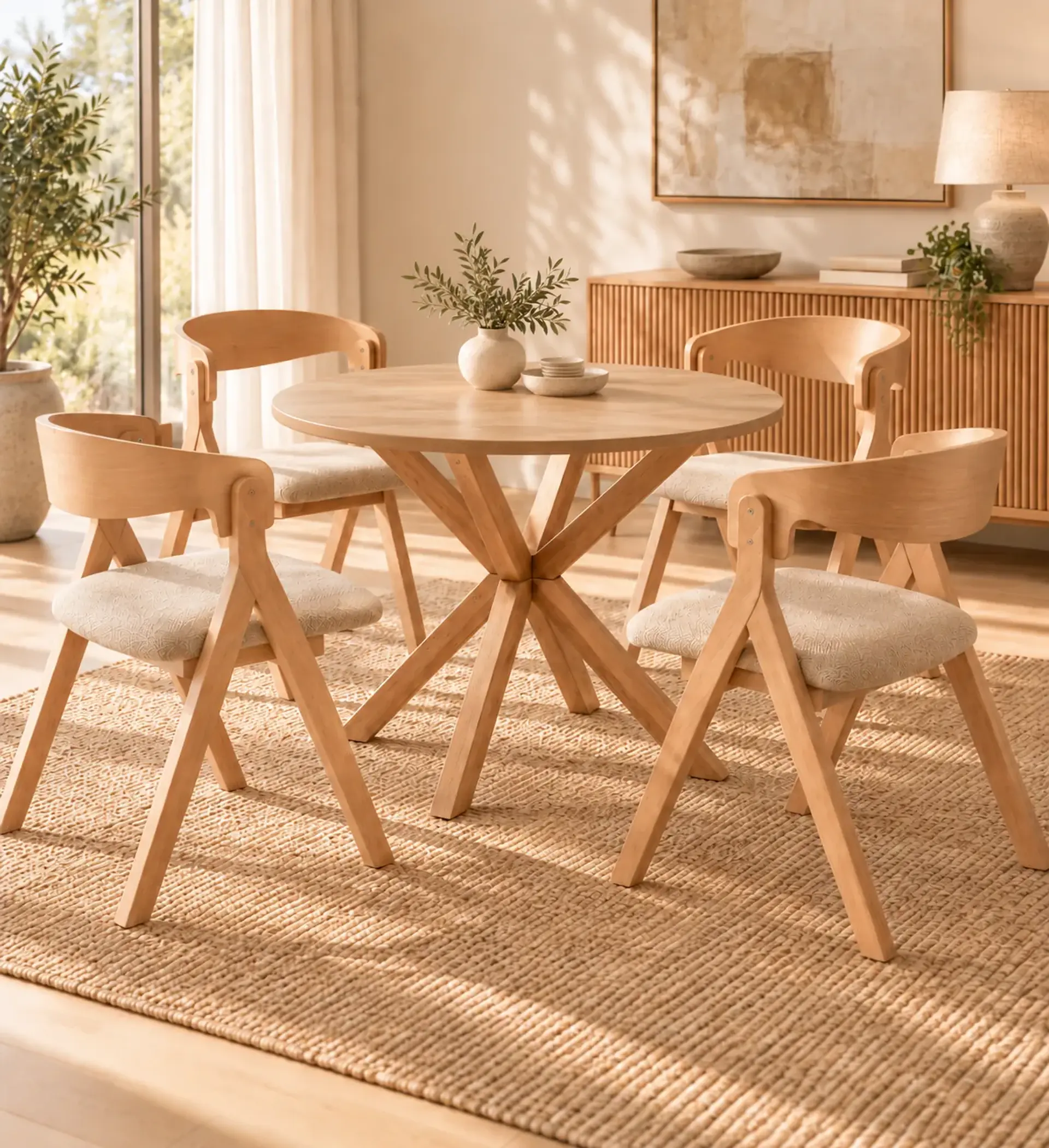 Comedor Redondo Madrid con Silla Margot 2