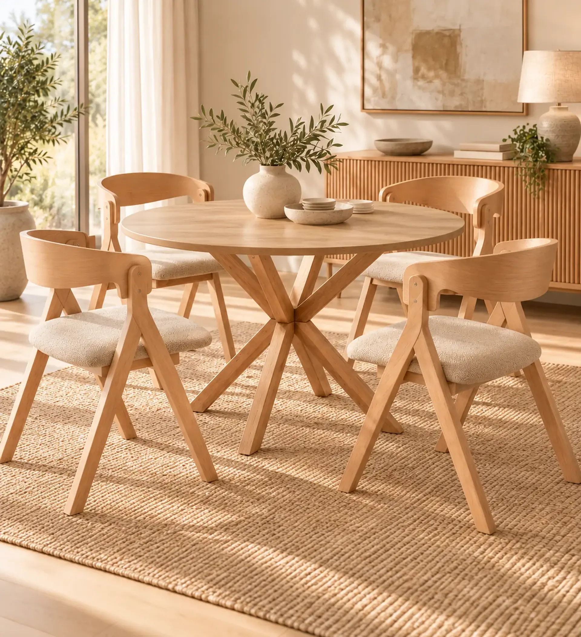 Comedor Redondo Madrid con Silla Margot 4