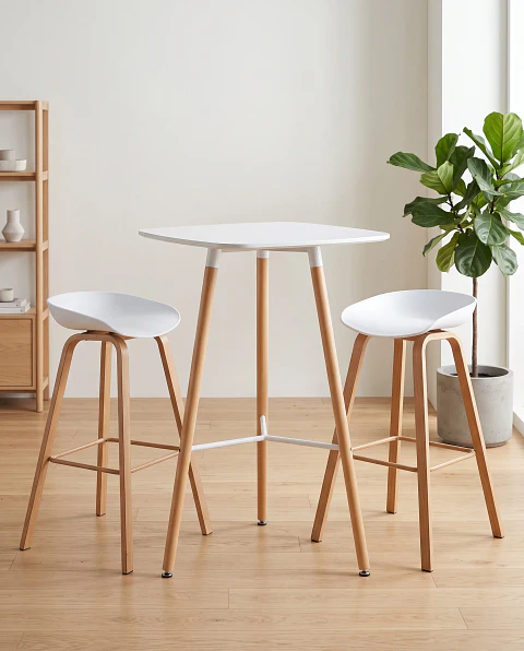 Mesa Bar Eames 70x70 + 2 Taburetes Nordic 75 cm