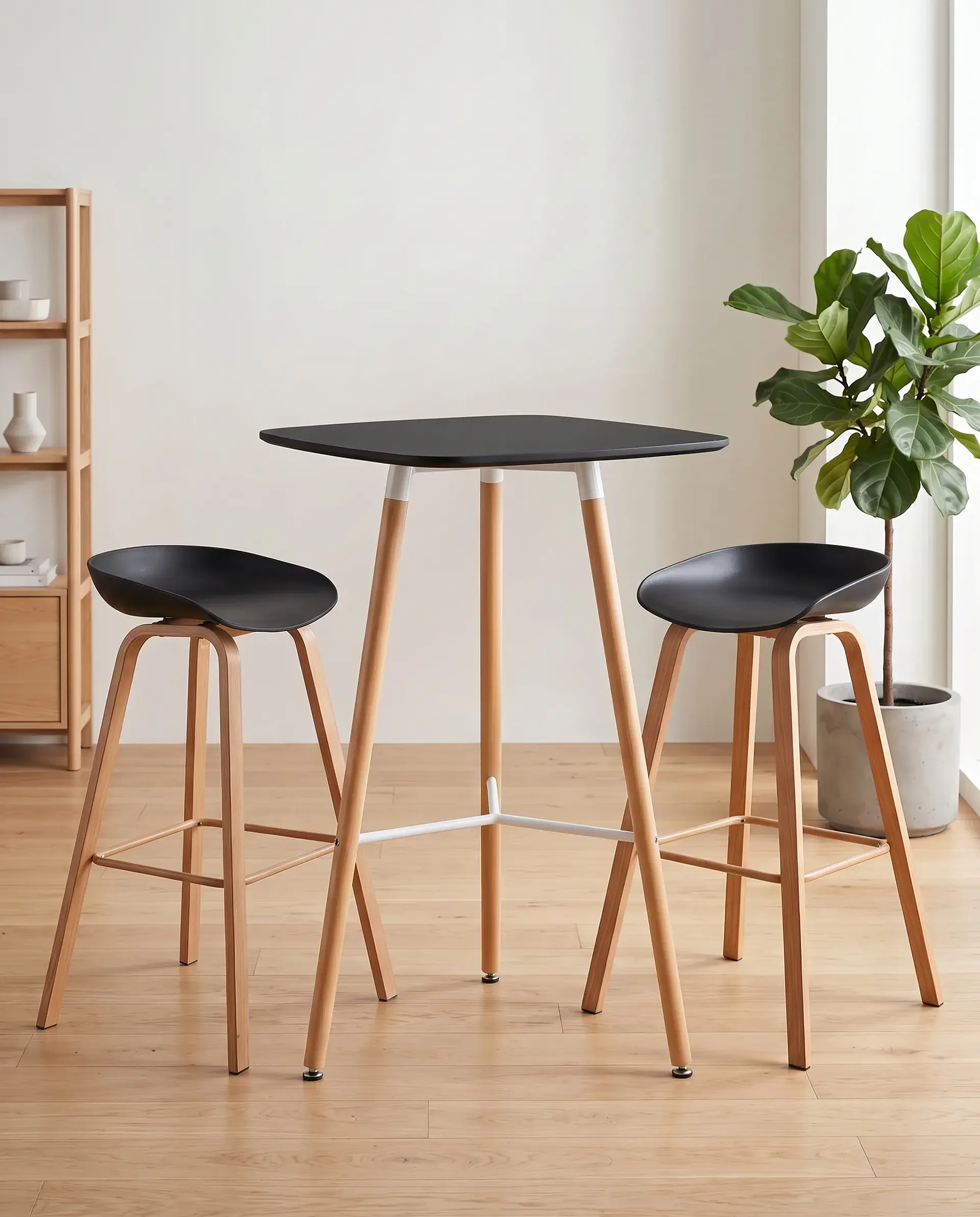 Mesa Bar Eames 70x70 + 2 Taburetes Nordic 75 cm 2