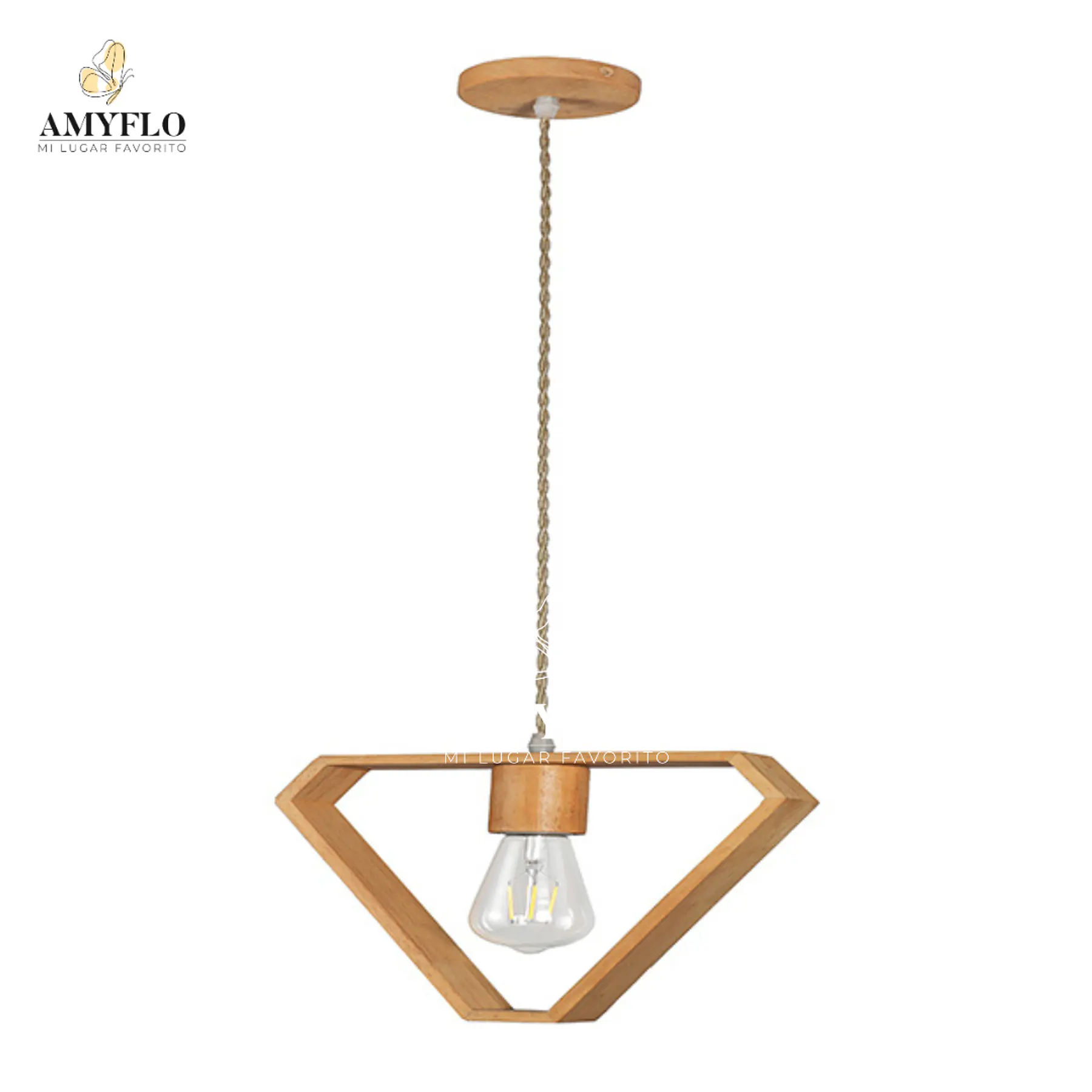 LUZ DESING, Colgante Teo Negro 40cm Sustentable Con Madera 3d Lmp Negro