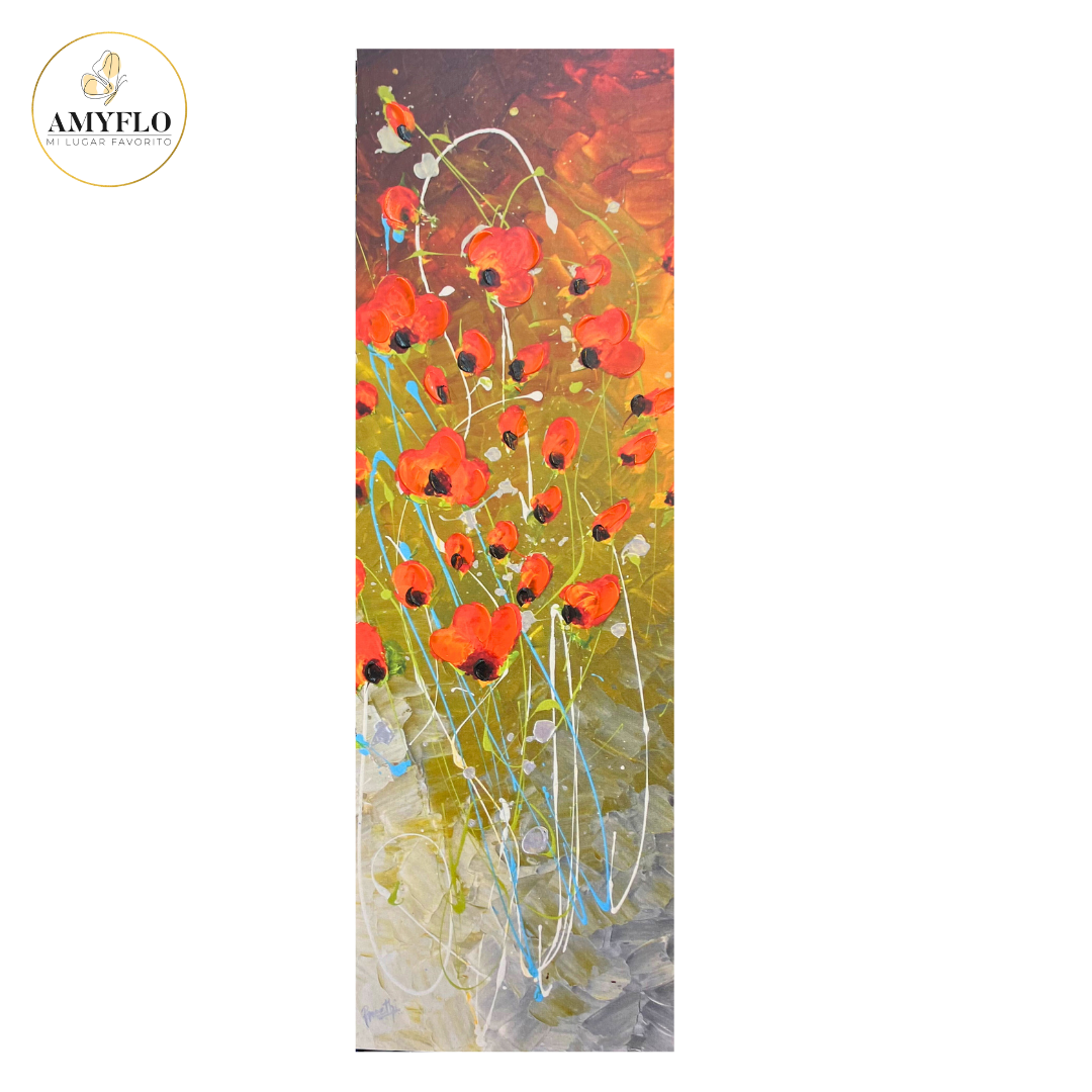 Cuadro Flores naranjas 30x90 cms