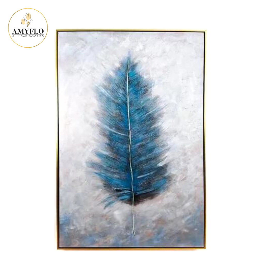 Cuadro Pluma Azul 80x120 cms