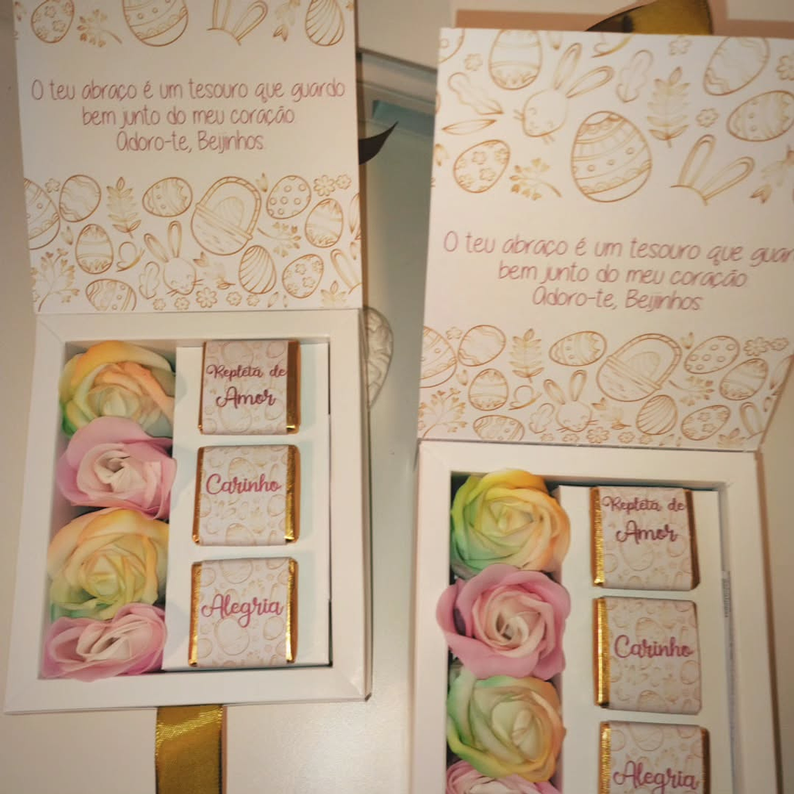 Caixa com Rosas de Sabão  e 3 Napolitanas de Chocolate de Leite 2