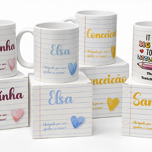 Caneca Caderno e Corações