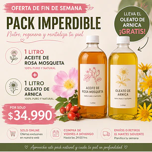 Oferta N°2 1Litro de Aceite de Rosa Mosqueta +1Litro de aceite de Arnica 