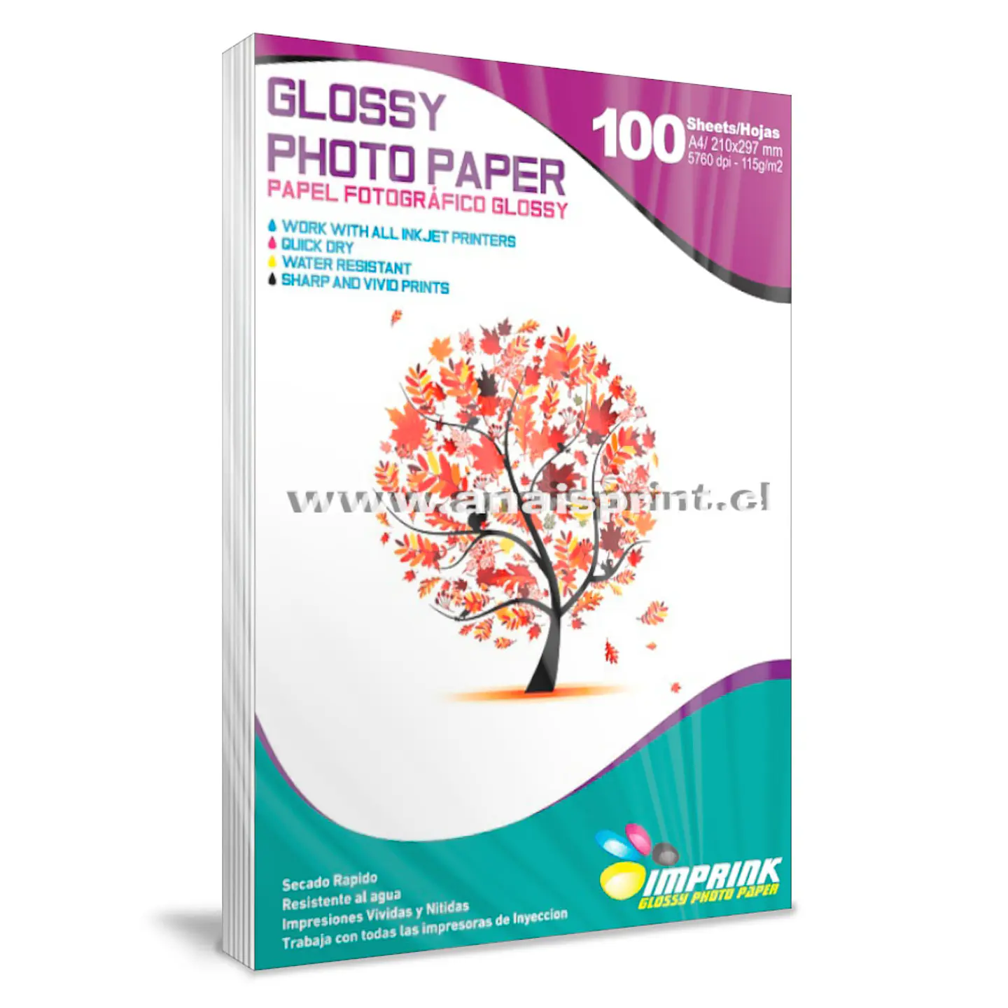 PAPEL FOTOGRÁFICO GLOSSY 115 GR / A4 / 100 HOJAS 1