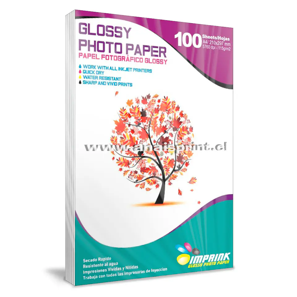 PAPEL FOTOGRÁFICO GLOSSY 115 GR / A4 / 100 HOJAS 1