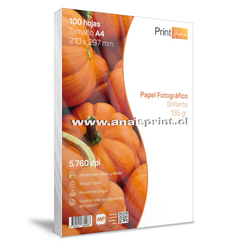 PAPEL FOTOGRÁFICO GLOSSY 135 GR / A4 / 100 HOJAS
