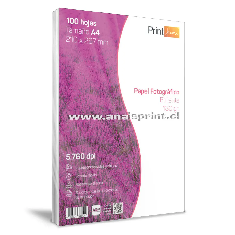 PAPEL FOTOGRÁFICO GLOSSY 180 GR / A4 / 100 HOJAS 1