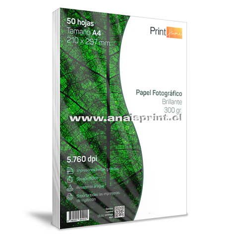 PAPEL FOTOGRÁFICO GLOSSY 300 GR / A4 / 50 HOJAS