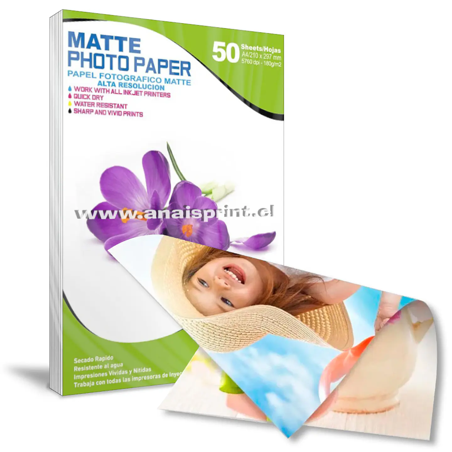 PAPEL FOTOGRÁFICO MATTE DOBLE FAZ 180 GR / A4 / 50 HOJAS 1