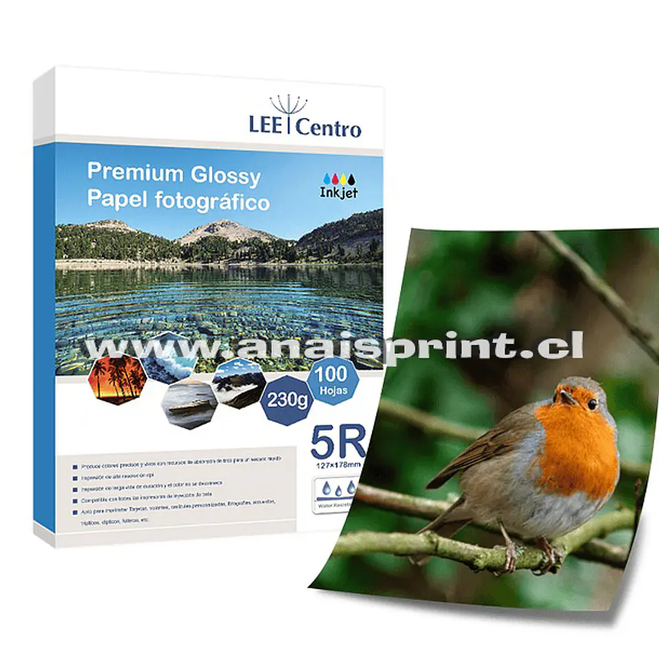 PAPEL FOTOGRÁFICO GLOSSY 230 GR / 13X18 CM / 100 HOJAS 1