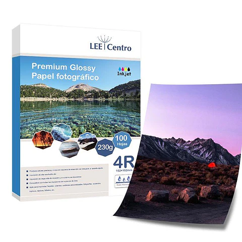 PAPEL FOTOGRÁFICO GLOSSY 230 GR / 4R / 100 HOJAS
