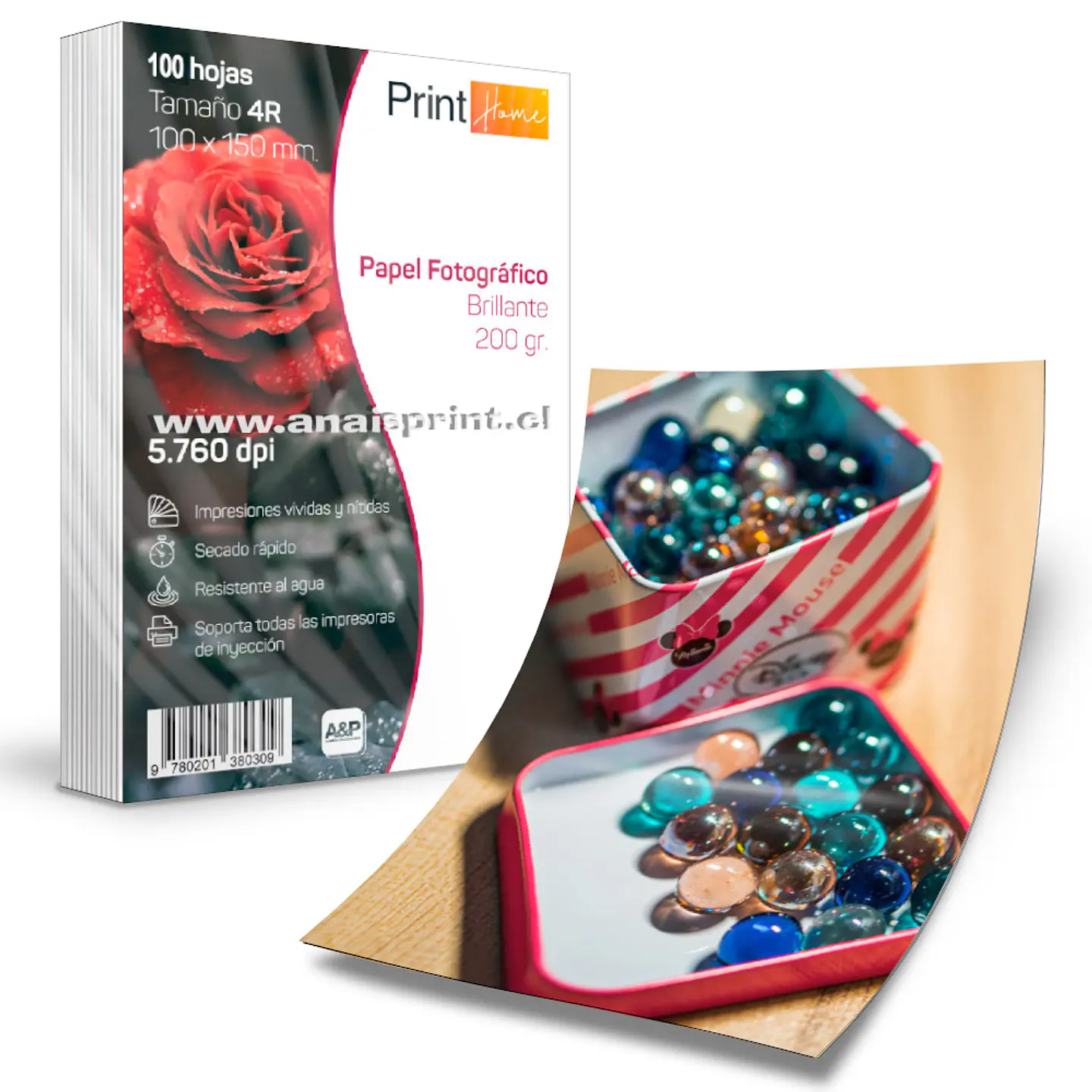 PAPEL FOTOGRÁFICO GLOSSY 200 GR / 4R / 100 HOJAS 1