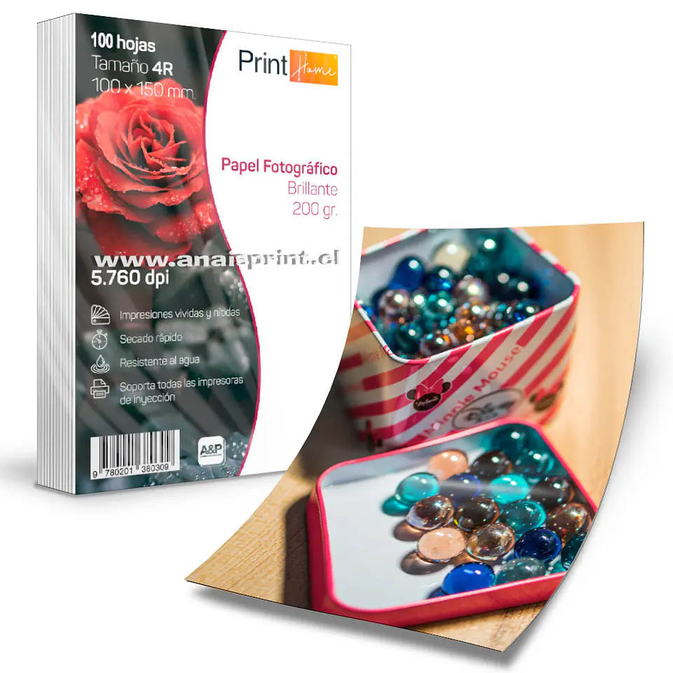 PAPEL FOTOGRÁFICO GLOSSY 200 GR / 4R / 100 HOJAS 1