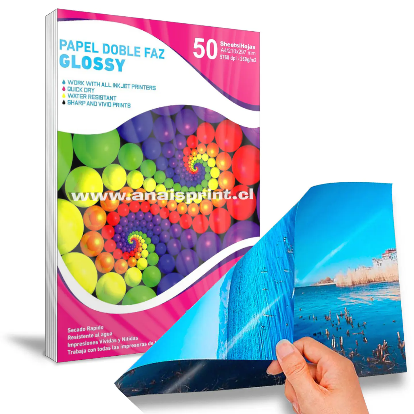 PAPEL FOTOGRÁFICO GLOSSY DOBLE FAZ 260 GR / A4 / 50 HOJAS 1